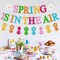 Spring is in The Air Banner Hello Spring Party Decorations Tulips Flowers Garland Welcome Spring Happy Easter Festival Colorful Glitter Party Supplies